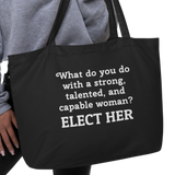 Strong Woman Elect X-Large Tote/Shopping Bag-Black