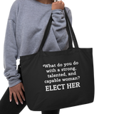 Strong Woman Elect X-Large Tote/Shopping Bag-Black