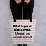 Strong Woman & Allover Love Her Tote Bag-Lt. Grey