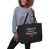 Live in "Diver City" w/ Red Heart X-Large Tote/Shopping Bag - Black